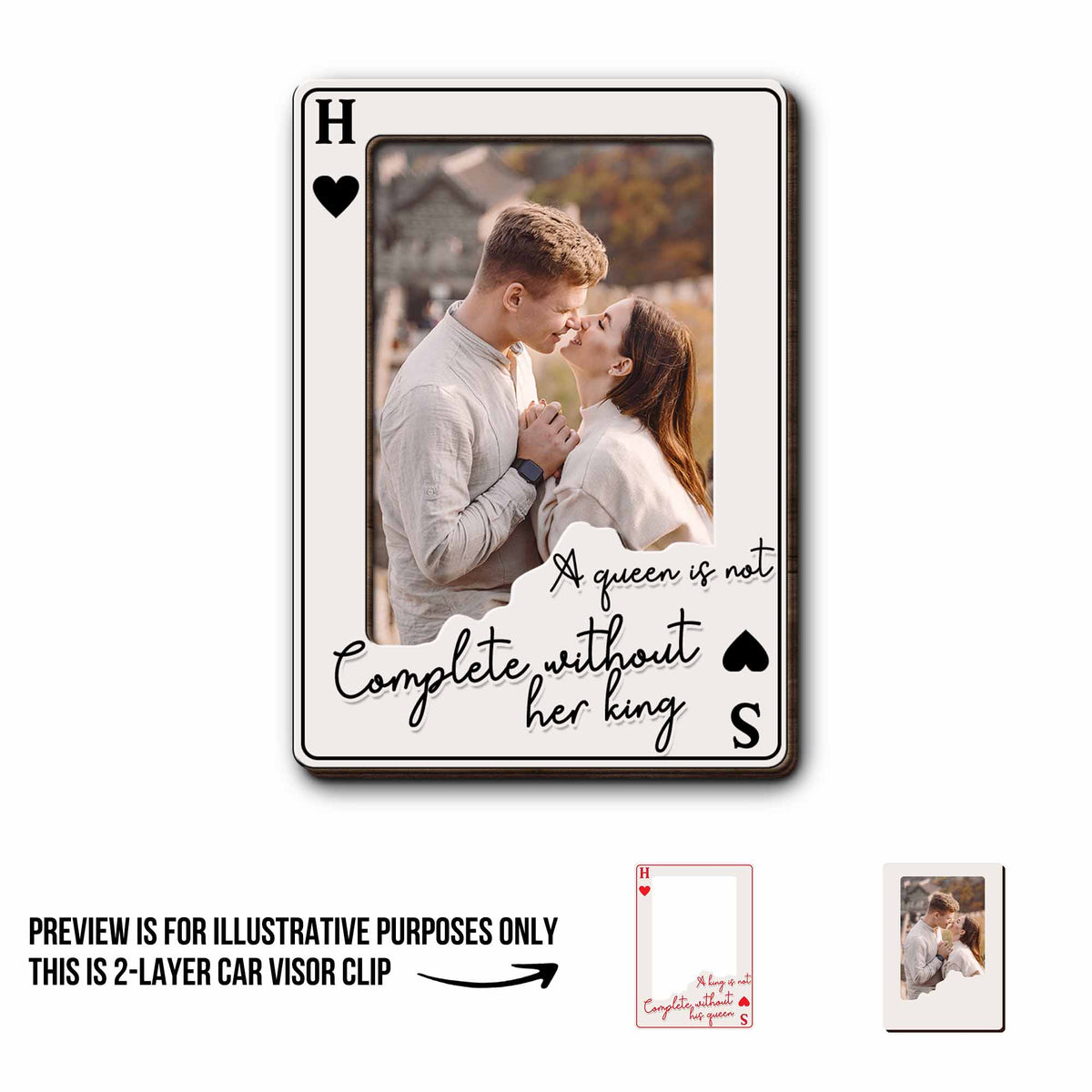 "A King Is Not Complete Without His Queen" Personalized Car Visor Clip - Anniversary Gift for Boyfriend Girlfriend
