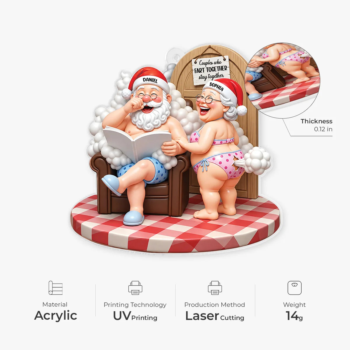 Couples Who Fart Together Stay Together - Personalized Acrylic Christmas Ornament for Couples
