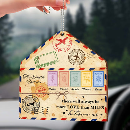 Personalized More Love Than Miles Mail Custom Wooden Ornament