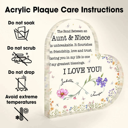 Personalized Aunt And Niece Floral Bond Keepsake Acrylic Plaque