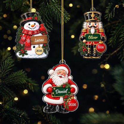 Custom Christmas Character Acrylic Ornament - Personalized Name Keepsake for Kids & Family