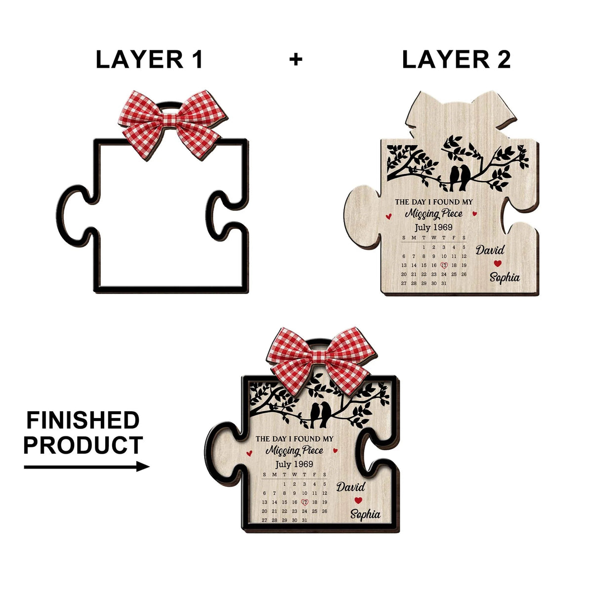"The Day I Found My Missing Piece" Personalized Car Visor Clip - Anniversary Gift for Couples