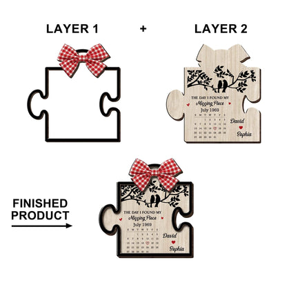 "The Day I Found My Missing Piece" Personalized Car Visor Clip - Anniversary Gift for Couples