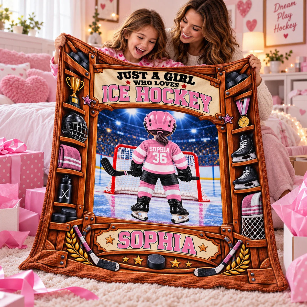 Custom Ice Hockey Blanket For Kids And Youth