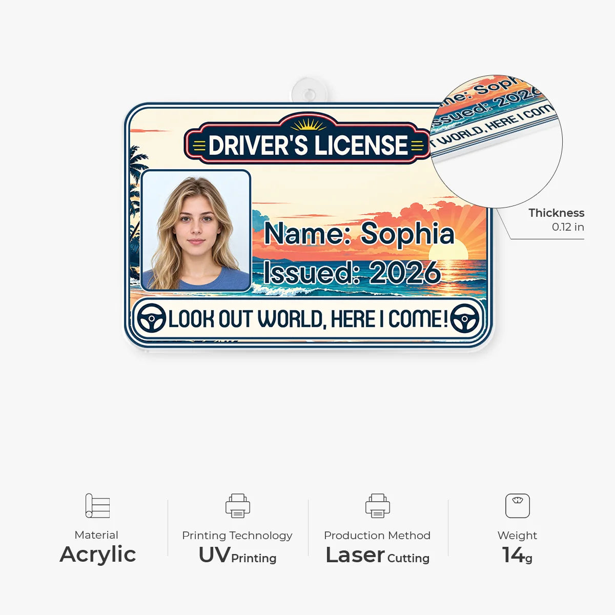 Personalized Look Out World New Driver Acrylic Ornament