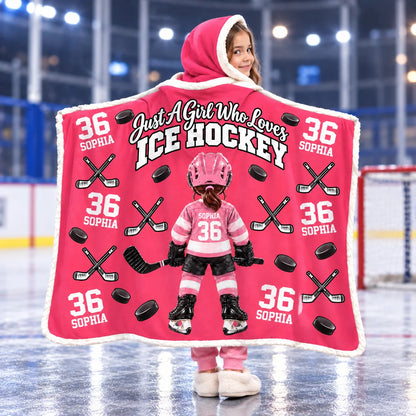 Personalized Just A Girl Who Loves Ice Hockey Blanket