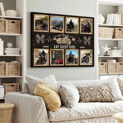 Personalized Eat Sleep Ride Motorcycle Canvas Poster