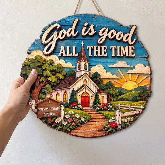 God Is Good All The Time Personalized Wood Sign - Custom Christian Home Decor for Pastor