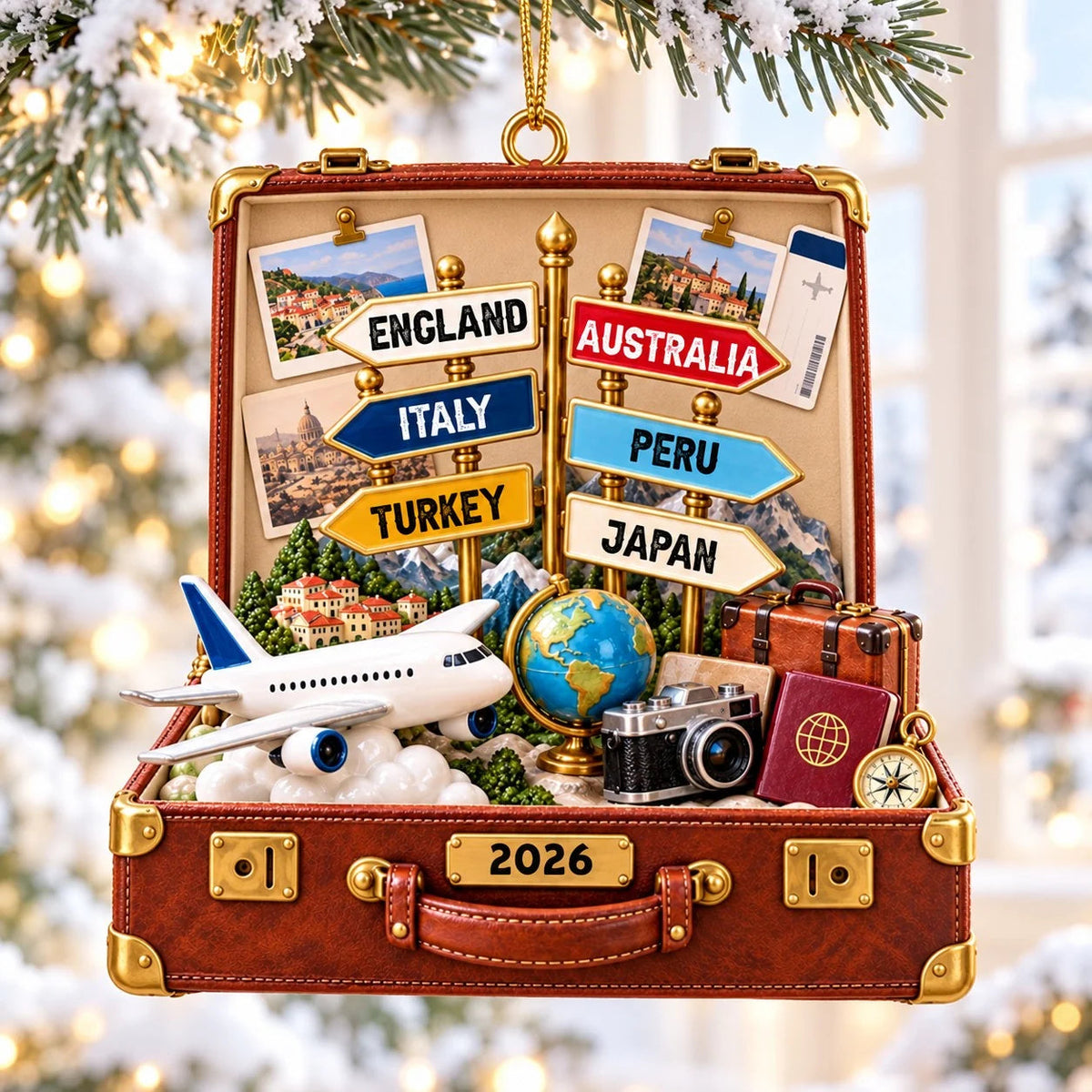 Custom Travel Destination Suitcase Ornament