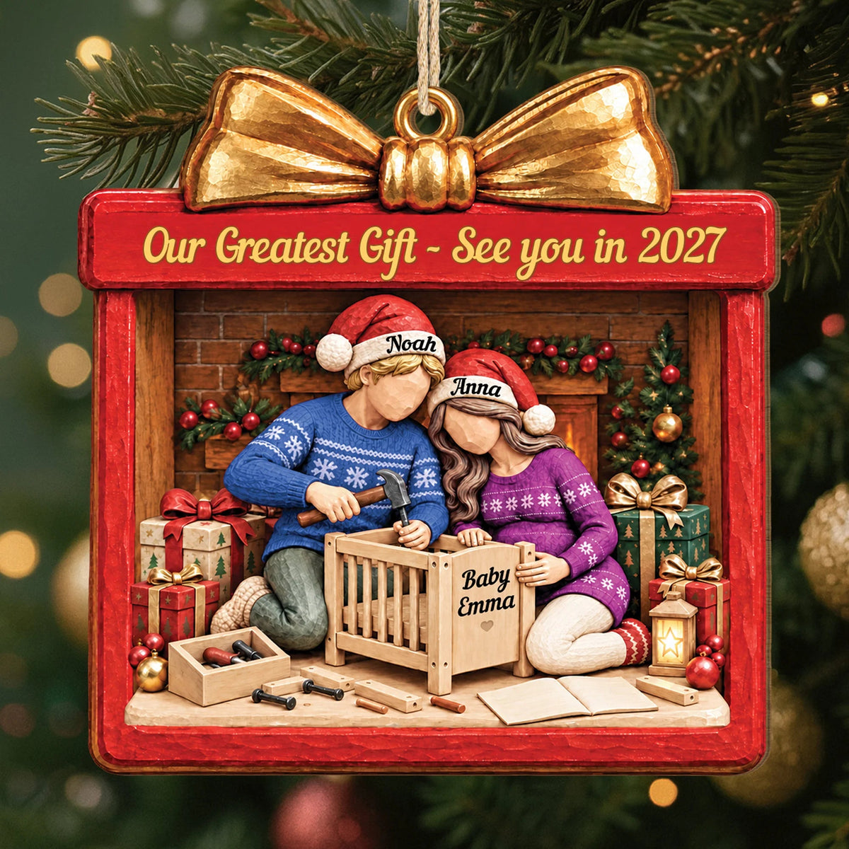 Custom Pregnancy Announcement Christmas Ornament