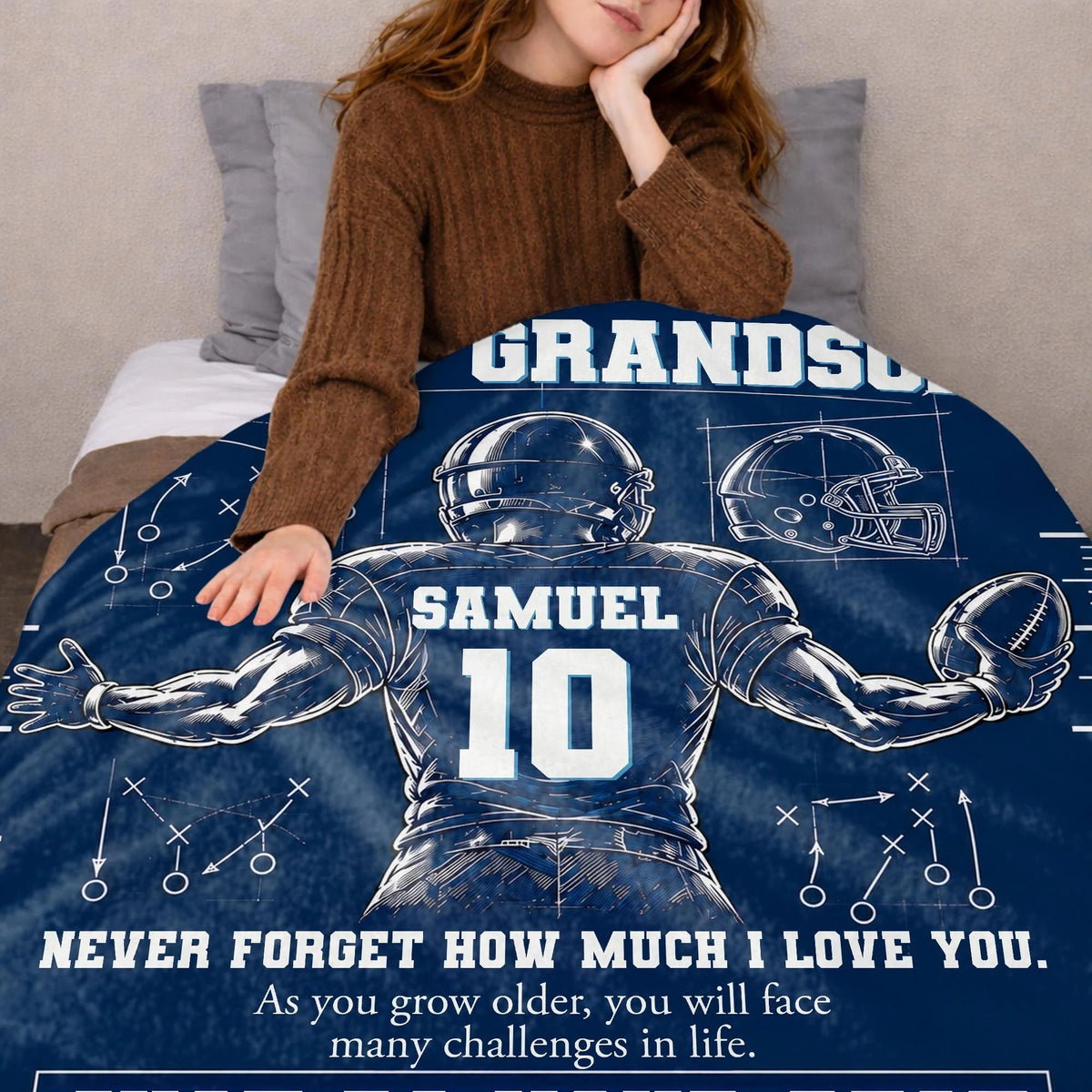 Custom Football Blanket From Grandma For Grandson