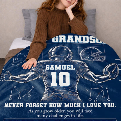 Custom Football Blanket From Grandma For Grandson