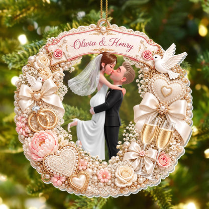 Personalized First Christmas As Husband And Wife Acrylic Ornament