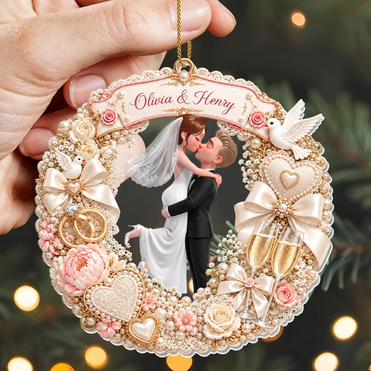 Personalized First Christmas As Husband And Wife Acrylic Ornament