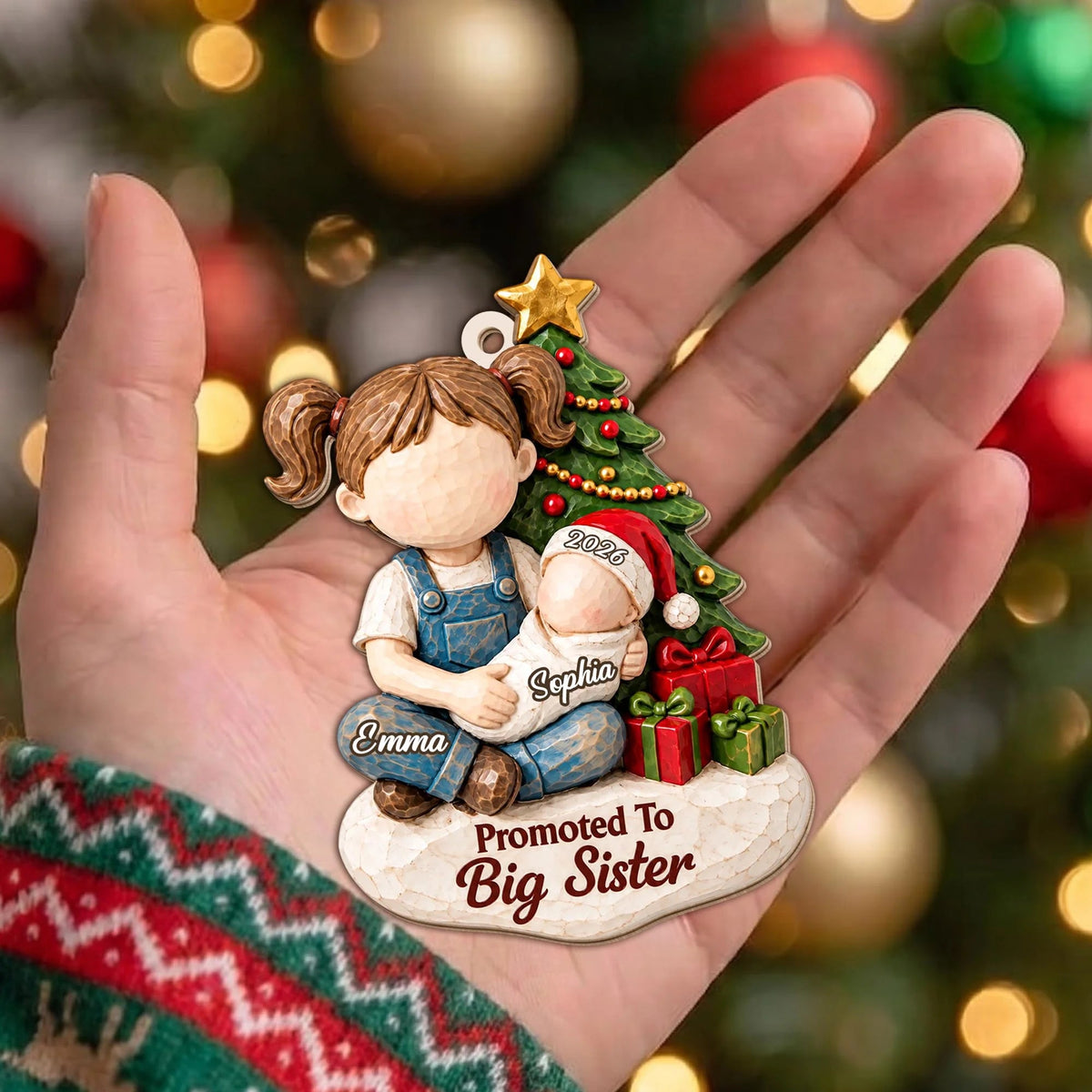 Personalized Promoted to Big Sister Wood Ornament