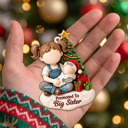 Personalized Promoted to Big Sister Wood Ornament