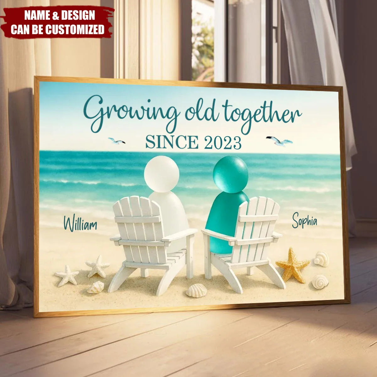 You & Me We Got This Personalized Sea Glass Couple Canvas / Poster - Romantic Anniversary Gift