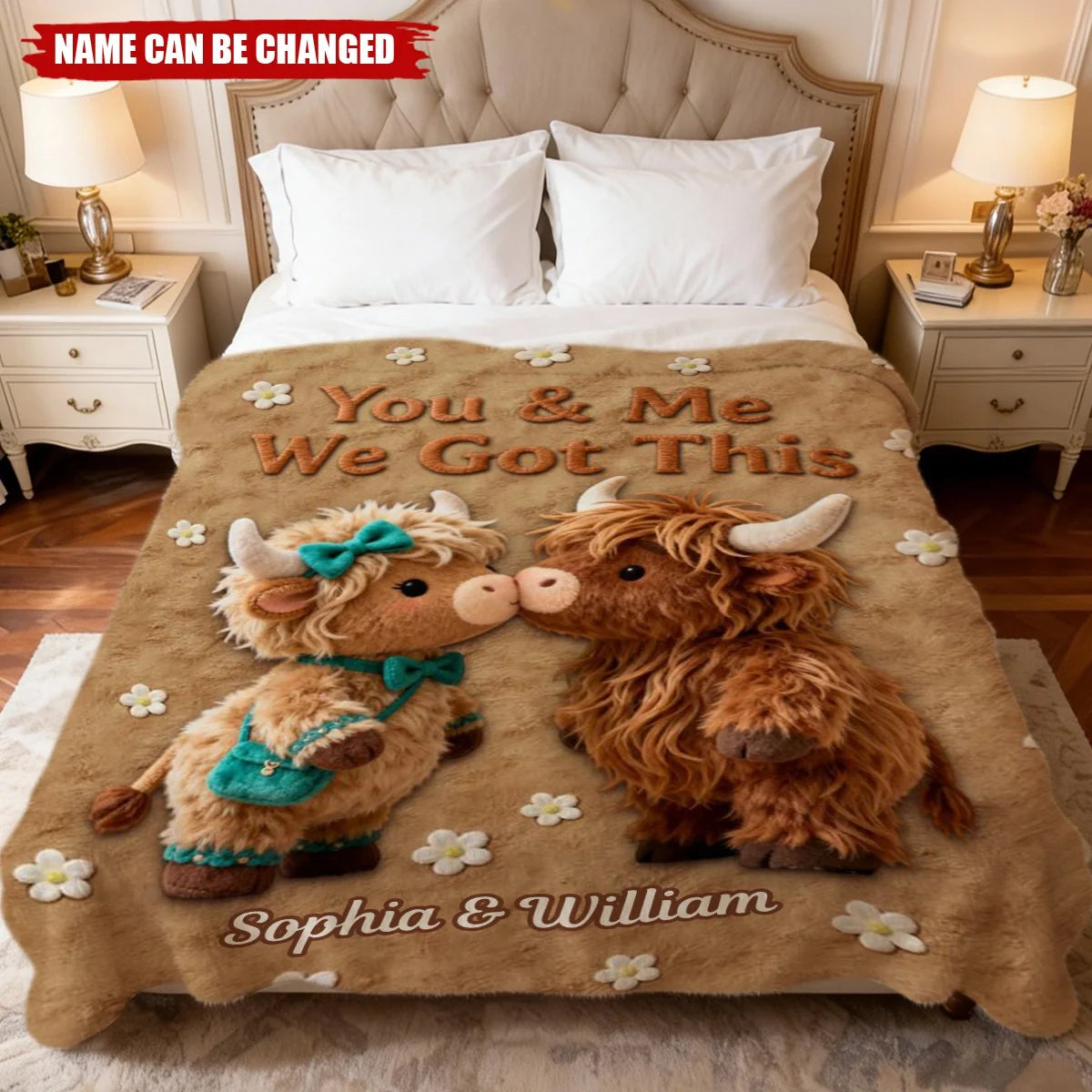You & Me We Got This Personalized Highland Cow Blanket - Custom Anniversary Couple Gift