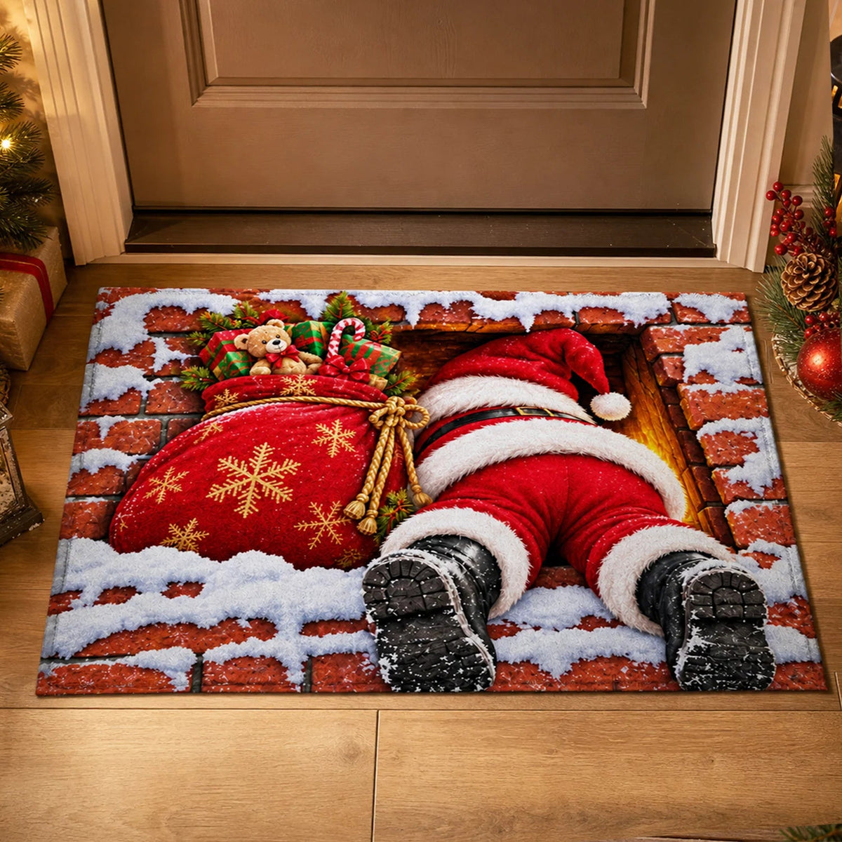 Gnome For The Holidays Christmas Doormat - Personalized Entryway Rug for Family