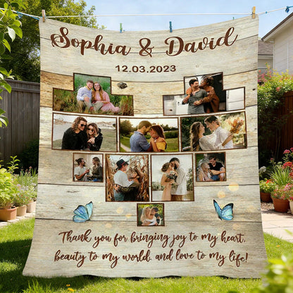 Personalized Thank You for Bringing Joy to My Heart Photo Blanket