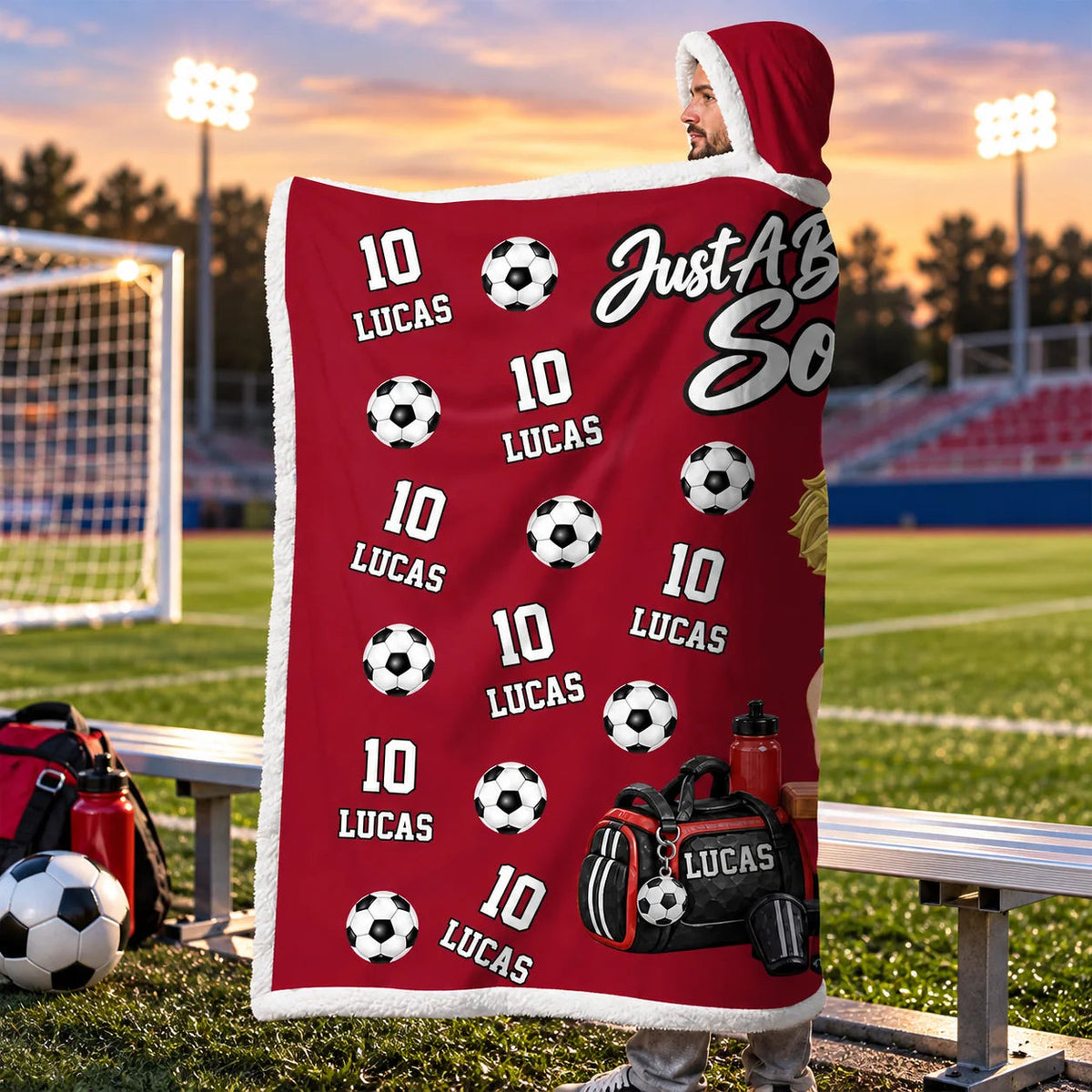 Personalized Just A Boy Who Loves Soccer Hooded Blanket