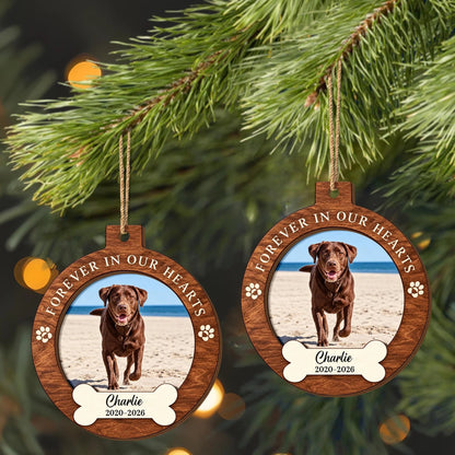 Personalized Dog Photo Memorial Wood Ornament