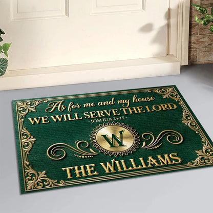 "As For Me And My House We Will Serve The Lord" Personalized Doormat - Housewarming Gift for Family