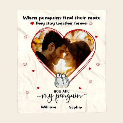 Personalized You Are My Penguin Romantic Couple Blanket