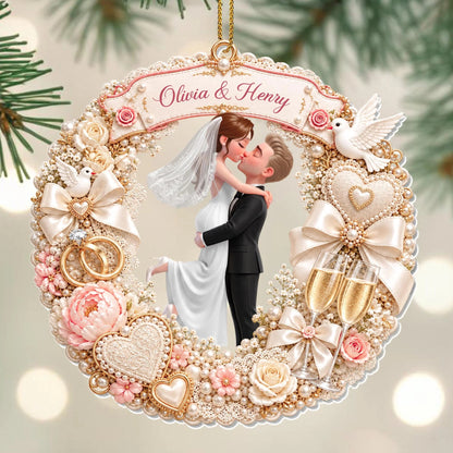 Personalized First Christmas As Husband And Wife Acrylic Ornament