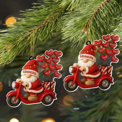 Grandpa Christmas Acrylic Ornament, Santa Riding a Red Scooter, Personalized Creative Gift from Family