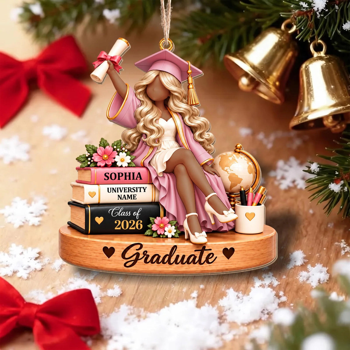 Graduate Keepsake Personalized Wooden Ornament - Senior Class Gift for Daughter