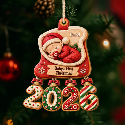 Baby's First Christmas Ornament - Personalized Wood Christmas Keepsake Gift for Newborns