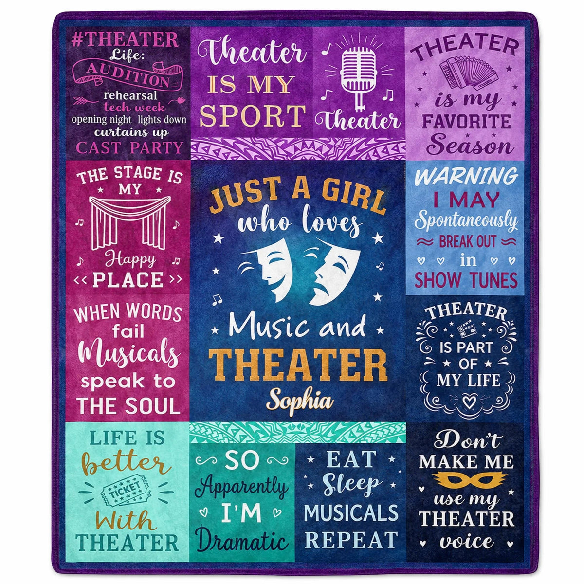 Personalized Just a Girl Who Loves Music and Theater Blanket