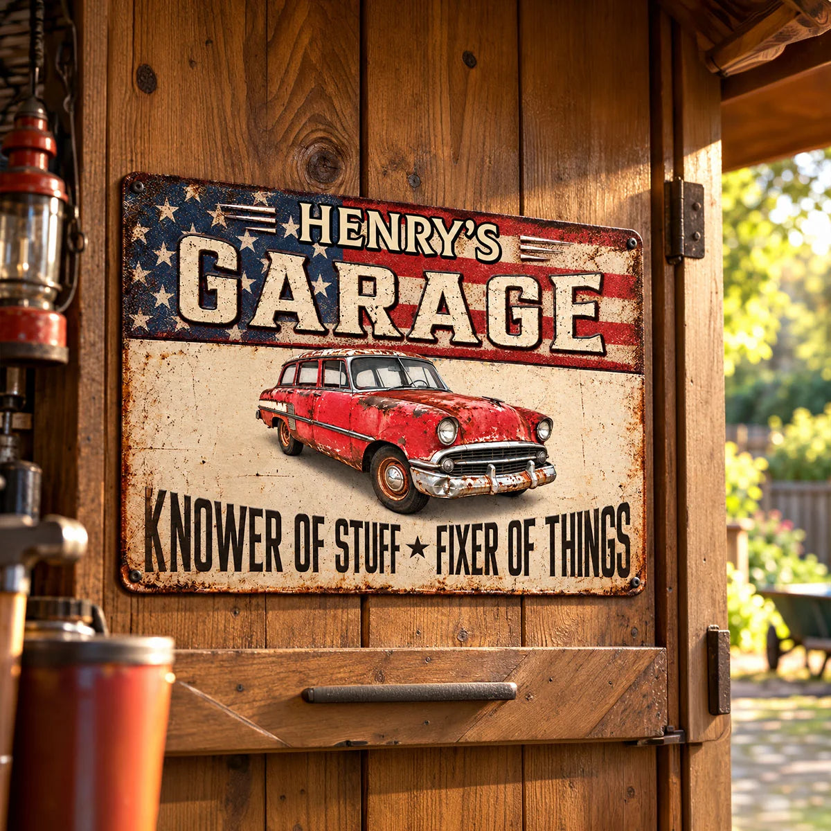 Personalized Knower of Stuff Garage Metal Sign