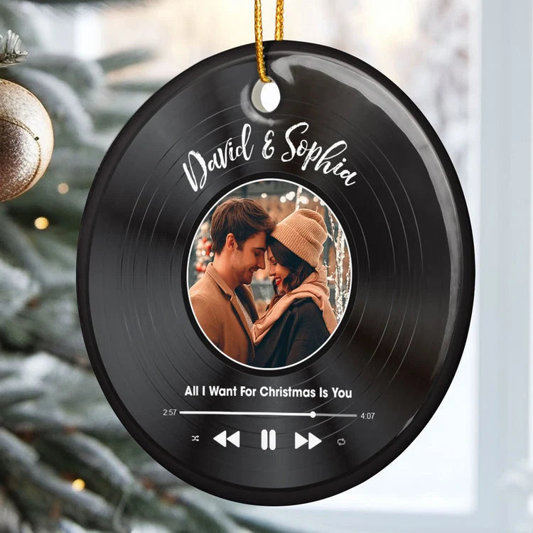 Personalized Custom Song Vinyl Record Ceramic Ornament