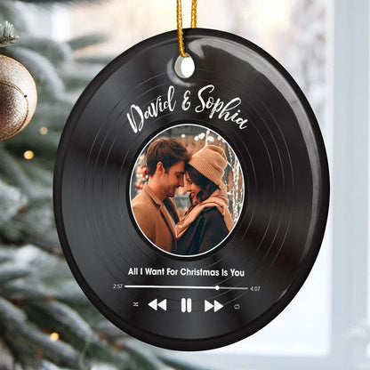 Personalized Custom Song Vinyl Record Ceramic Ornament