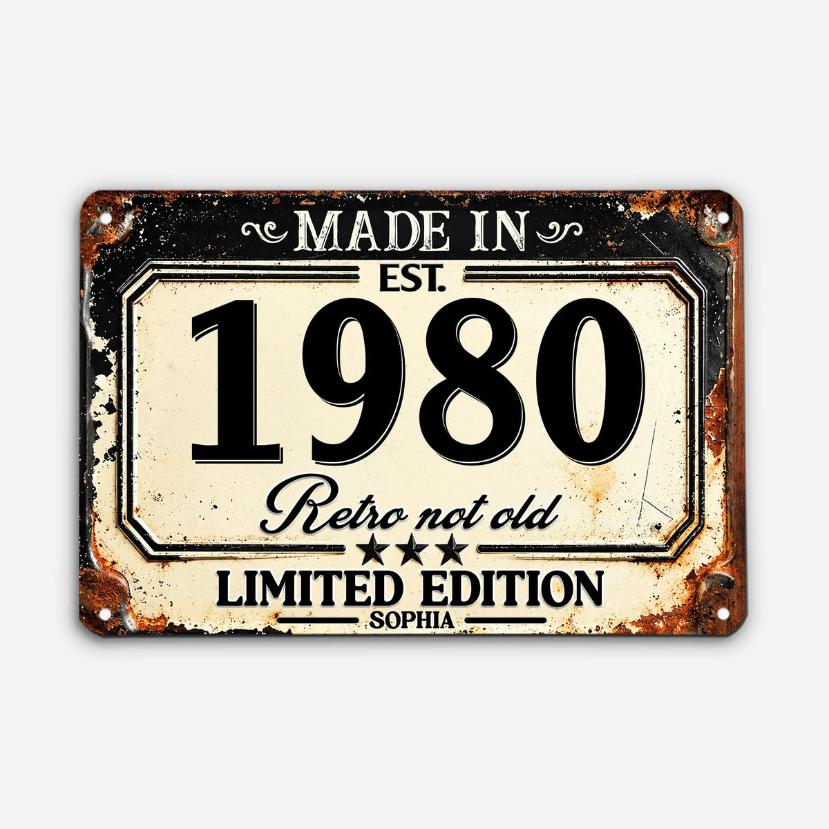 Retro Not Old Personalized Metal Sign - Custom Birthday Year Vintage Tin Plaque Gift for Men Women