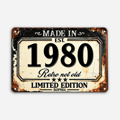 Retro Not Old Personalized Metal Sign - Custom Birthday Year Vintage Tin Plaque Gift for Men Women