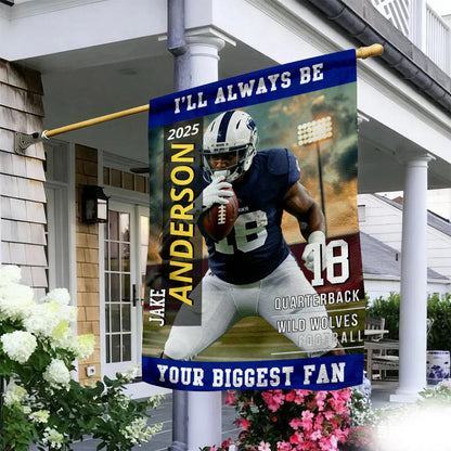 "My Heart Is On That Field" Personalized American Football Garden Flag - Custom Photo Gift for Football Player