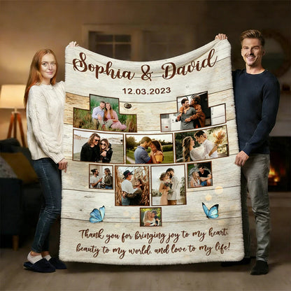 Personalized Thank You for Bringing Joy to My Heart Photo Blanket