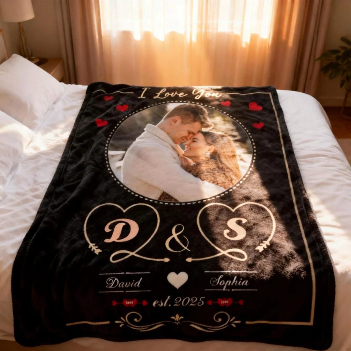 I Love You Custom Photo Blanket - Personalized Blanket for Couples Anniversary