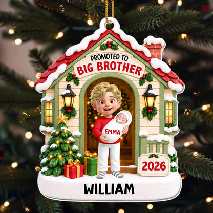 Personalized Promoted to Big Brother Acrylic Christmas Ornament
