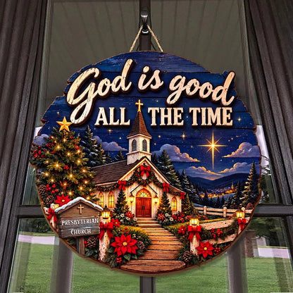 God Is Good All The Time Personalized Wood Sign - Custom Christian Home Decor for Pastor