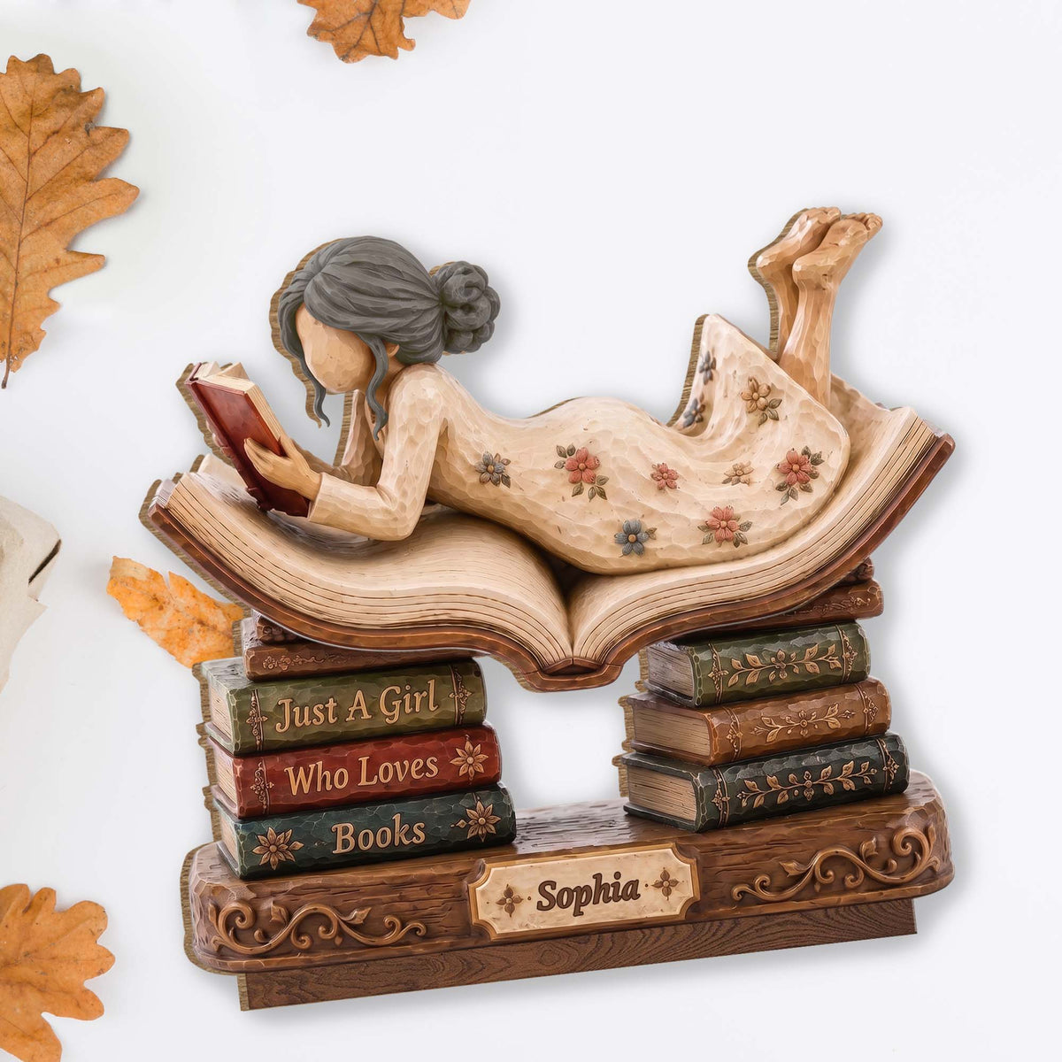 Personalized Just a Girl Who Loves Books Wood Plaque