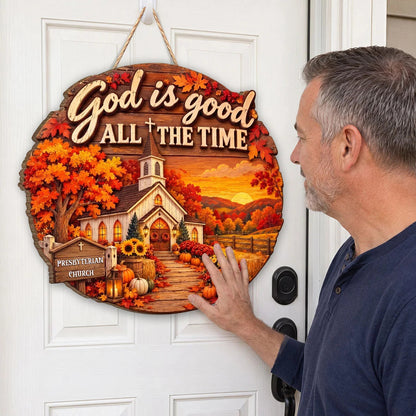 God Is Good All The Time Personalized Wood Sign - Custom Christian Home Decor for Pastor