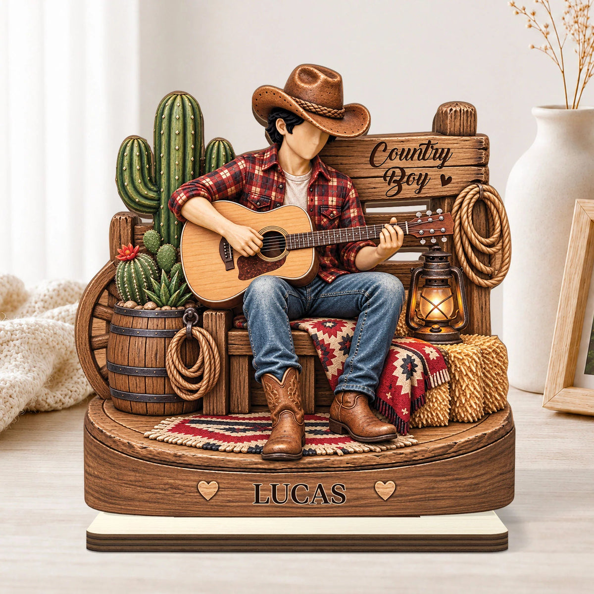 Custom Country Guitar Player Wooden Plaque - Personalized Gift for Music Lovers