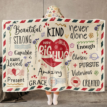 A Big Hug for You Personalized Wearable Hooded Blanket for Her - Custom Birth Flower Birthday Keepsake Gift