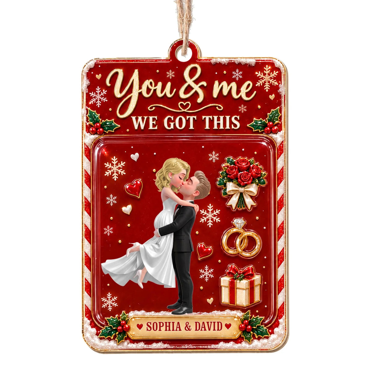 Personalized You And Me We Got This Couple Wooden Ornament