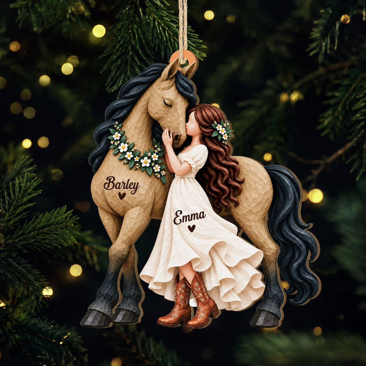 Custom Horse Girl Wooden Ornament - Personalized Christmas Keepsake for Equestrians