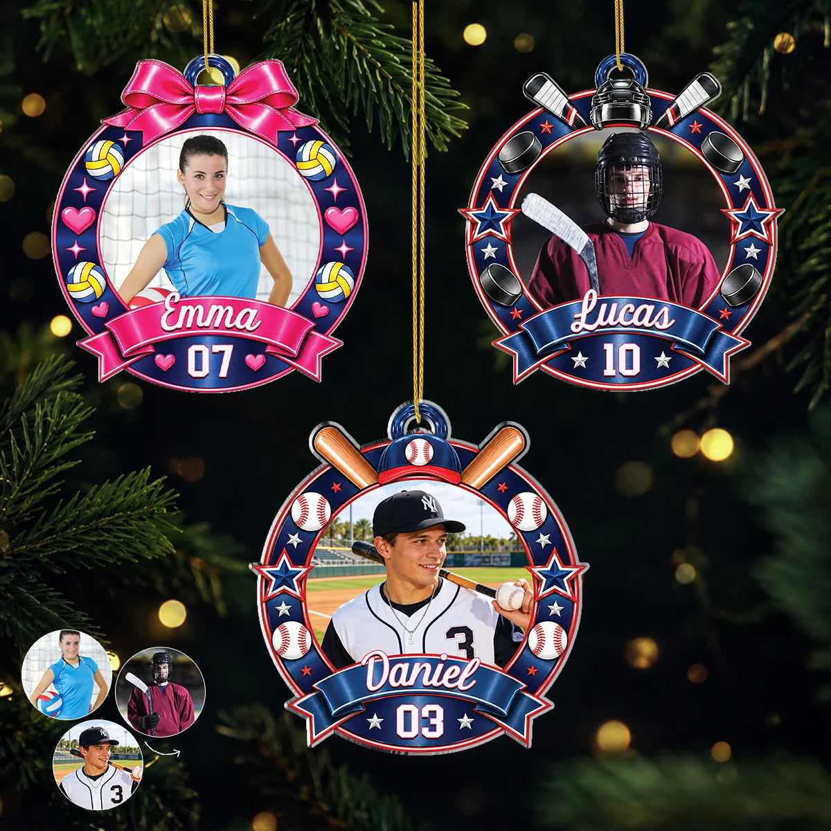 Custom Athlete Picture Keepsake - Personalized Sports Photo Acrylic Ornament for Kids & Athletes